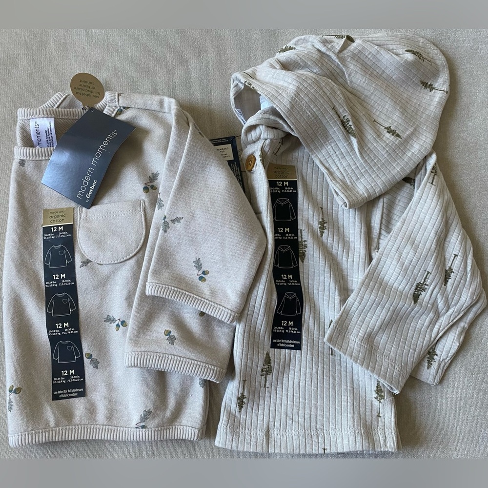 •NWT•Modern Moments by Gerber Long Sleeve Top and Hooded Henley